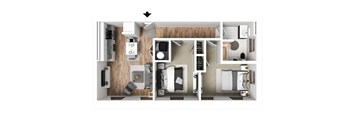 a 1 bedroom floor plan with a bathroom and a living room