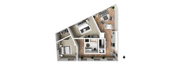 a 1 bedroom floor plan with a bathroom and a living room