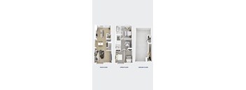 Three images showing the main floor, upper floor, and ground floor of a house.