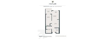 A floor plan for a 1 bedroom accessible apartment.