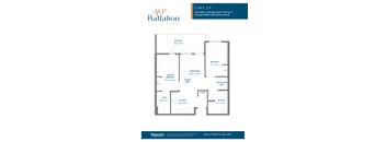 A floor plan for a 40th Battalion apartment unit.