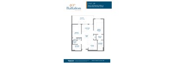 A floor plan for a 40th Battalion apartment unit.