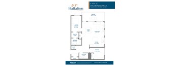 A floor plan for a 40th Battalion apartment unit.