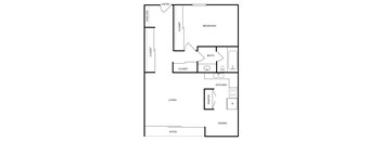 a floor plan of a house with a bedroom and a living room