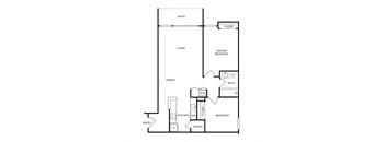 a floor plan of a house with a bedroom and a living room