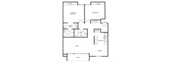 a floor plan of a house with a bedroom and a living room