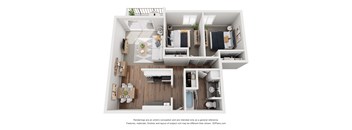 a 1 bedroom floor plan with a bathroom and a living room