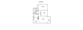 A floor plan of a Parkview Apartments layout with two bedrooms, a living room, a dining room, a kitchen, a master bedroom, and two bathrooms.