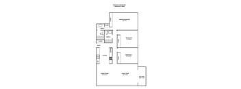 A floor plan of a Parkview Apartments showing the layout of the bedrooms, bathrooms, and other rooms.