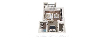 a stylized floor plan of a 2100 sq ft apartment