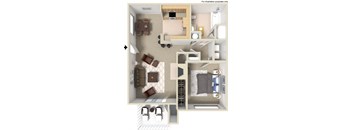 A floor plan of a house with a kitchen, living room, dining room, and bedrooms.