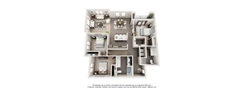 a 3d floor plan of a house with a bedroom and a living room