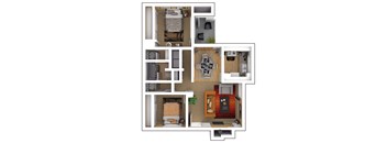 a floor plan of a house with a bedroom and a living room