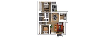 a floor plan of a house with a bedroom and a living room