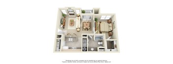 a bedroom floor plan is shown in this rendering