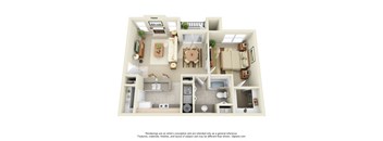 a bedroom floor plan is shown in this rendering
