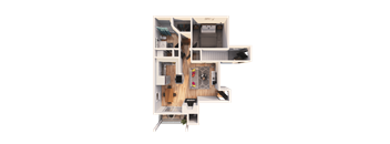 a rendering of a 3d floor plan of a house