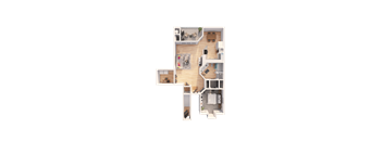 a 3d rendering of a floor plan of a house