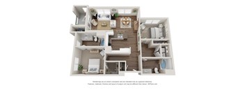 a 3d rendering of a floor plan with a bedroom and a living room