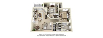 a bedroom floor plan is shown in this rendering