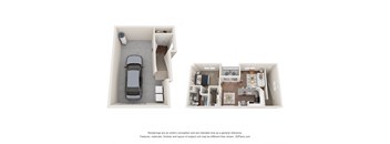 a stylized floor plan of a 2100 sq ft apartment