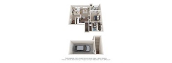 a stylized 3d floor plan of a 2100 sq ft house