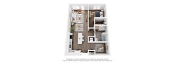 a 1 bedroom floor plan with a bathroom and a living room