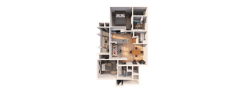 a rendering of a 3d floor plan of a house