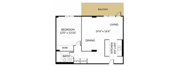 a floor plan of a house with a bedroom and a living room