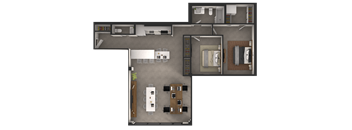 the floor plan of a house with a bedroom and a living room