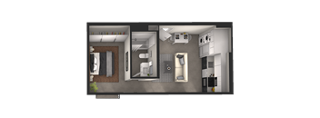 a floor plan of a house with a bedroom and a bathroom