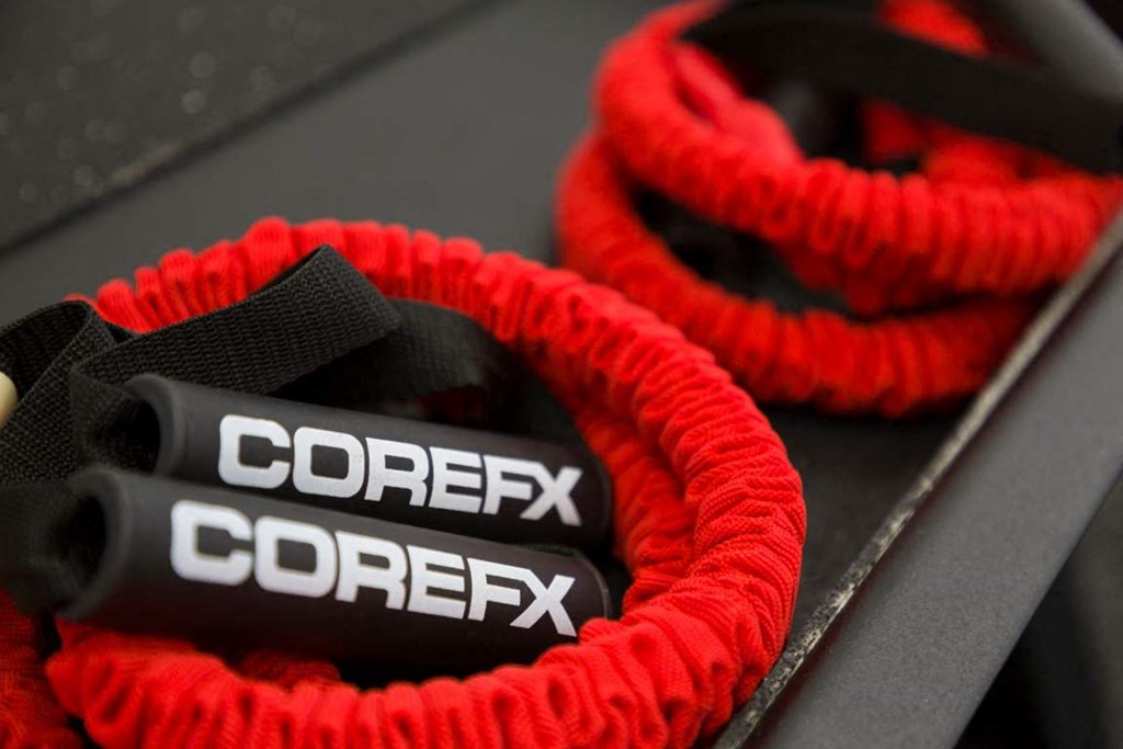 a pair of coop corex shoes on a machine