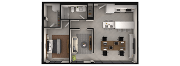 a floor plan of a small apartment with a bedroom and a living room