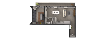 a floor plan of a house with a bedroom and a bathroom