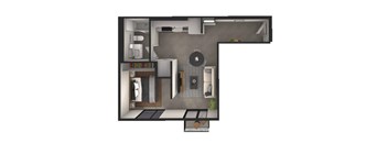 A 3D rendered image of a modern bathroom.