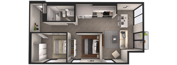 a floor plan of a house with a bedroom and a bathroom