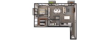 a floor plan of a house with a bedroom and a bathroom