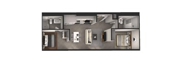 A black and white image of a floor plan of an apartment.