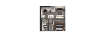 the bedroom floor plan of a 3d furnished apartment