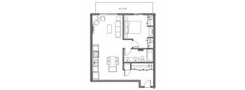 A black and white floor plan of a balcony.