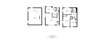 Three floor plans for a home with a garage and a living area.