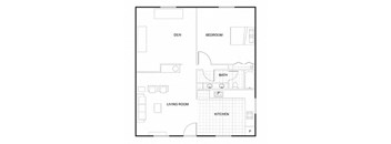 1 Bedroom 1 Bathroom Floorplan at Vintage Pads Apartments, Texas