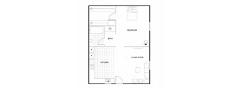 One Bedroom One Bathroom Floorplan at Vintage Pads Apartments, San Marcos, TX 78666