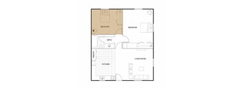 2 Bedroom One Bathroom Floorplan at Vintage Pads Apartments, San Marcos, 78666