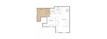Two Bedroom Two Bathroom Floorplan at Vintage Pads Apartments, San Marcos, Texas
