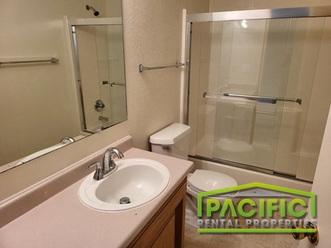 a bathroom with a sink and a toilet and a shower