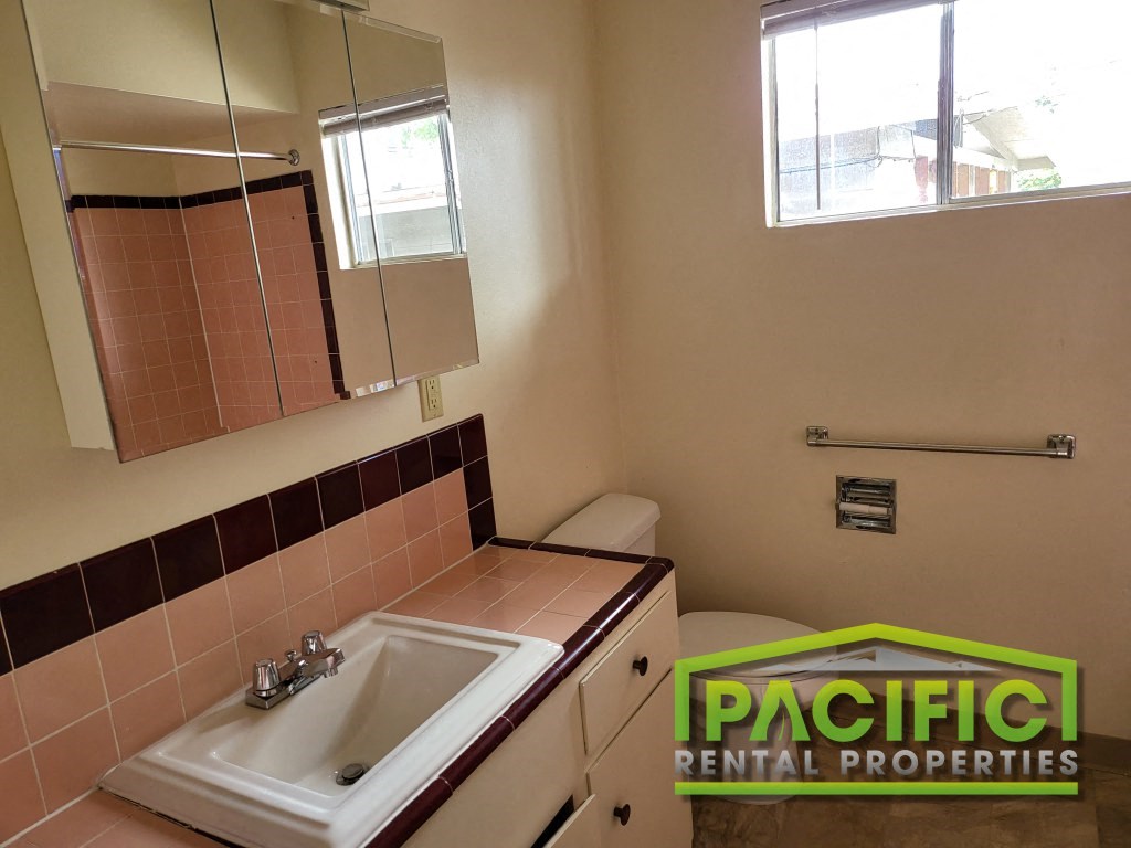 a bathroom with a sink and a mirror and a toilet