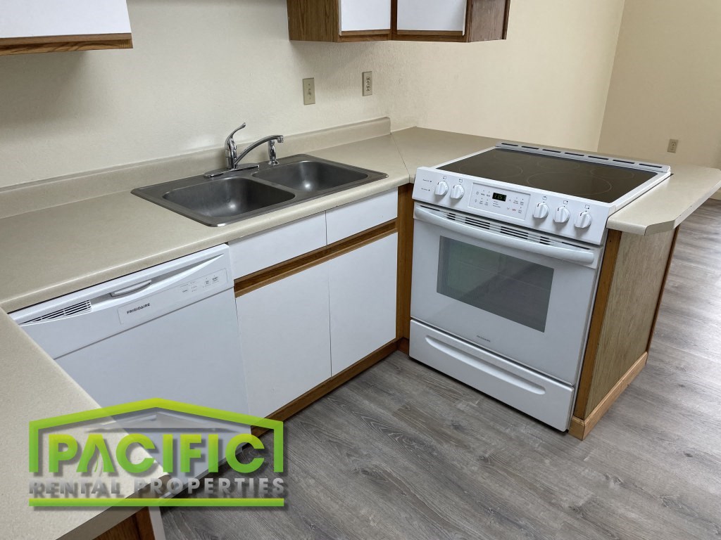 a kitchen with a sink and a stove and a dishwasher