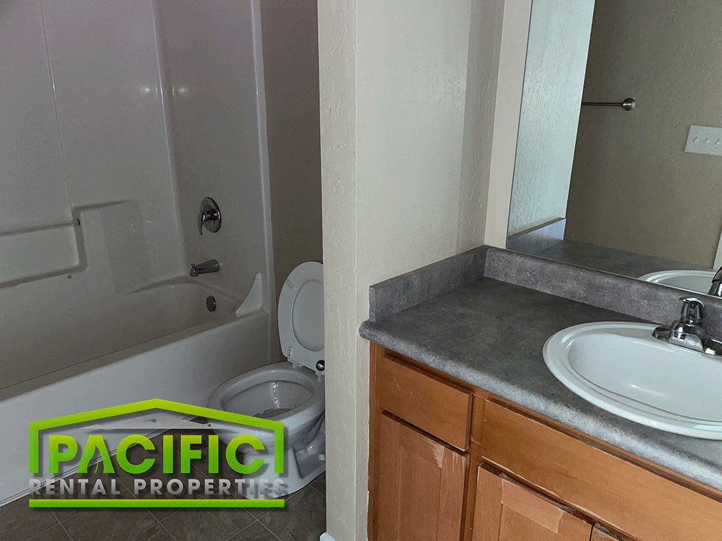 a bathroom with a sink and a toilet and a bath tub