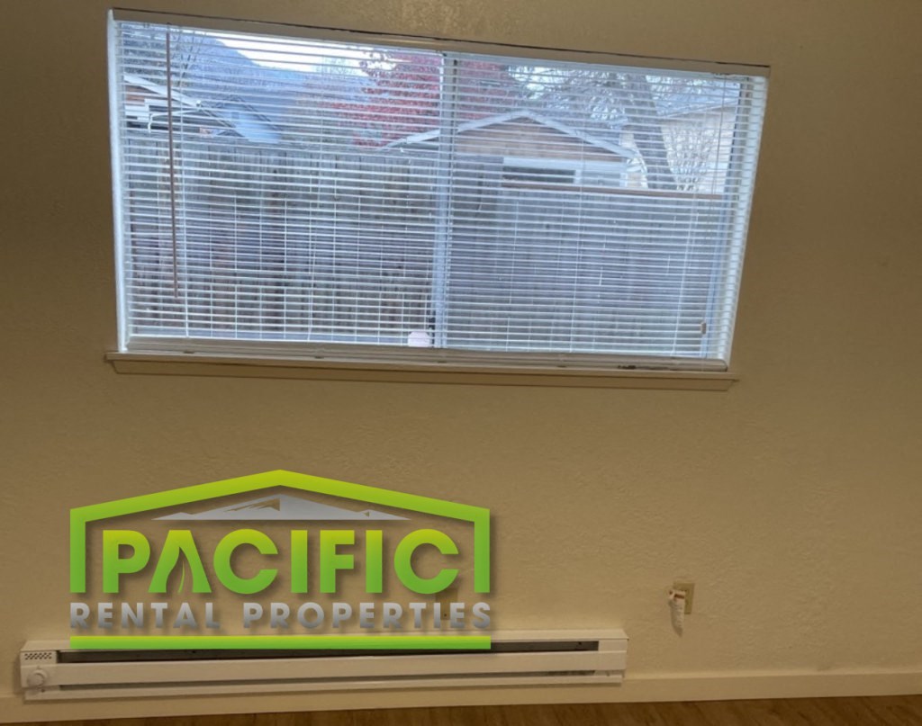 a window with a pacific dental properties sign on the wall